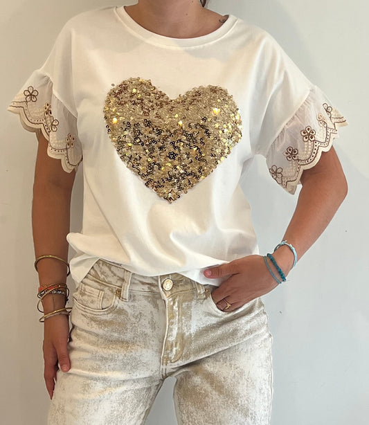 Tee shirt manche brodée